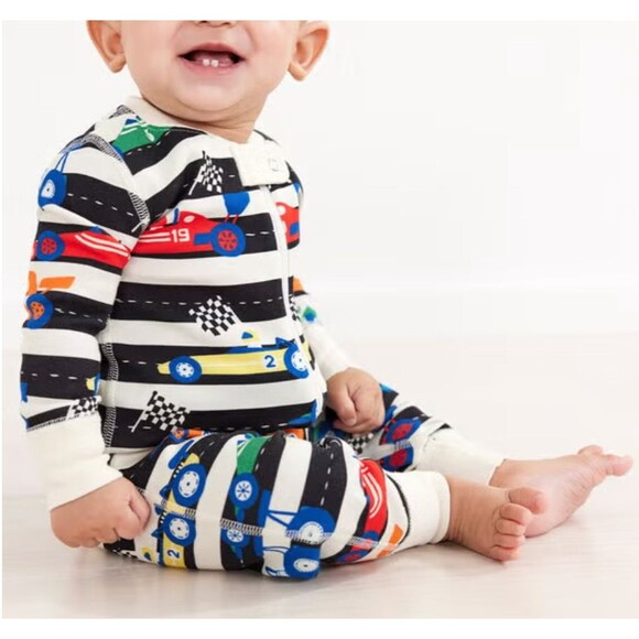 Hanna Andersson 0-3 Month Baby Zip Sleeper Organic Cotton Fast Lane Cars - Picture 2 of 7